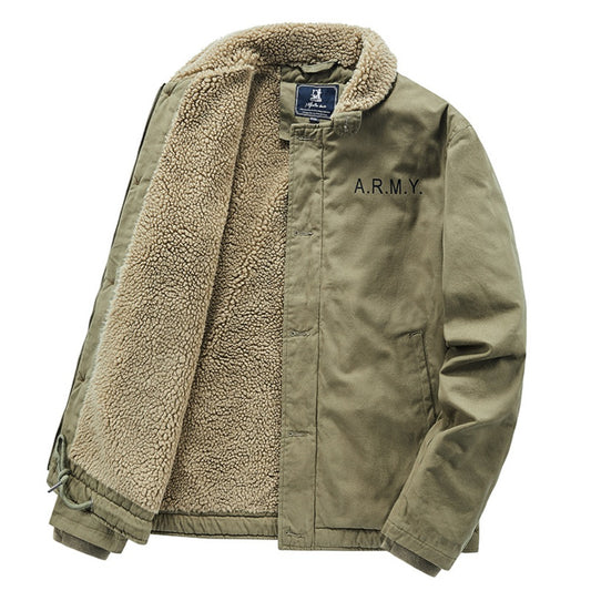 Short Sherpa Fleece-Lined Thick Collar Pilot Jacket Winter Coat