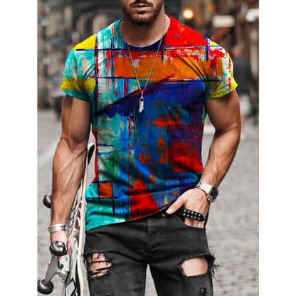 Street Style Abstract Painting Print Men's Short-Sleeve T-Shirt