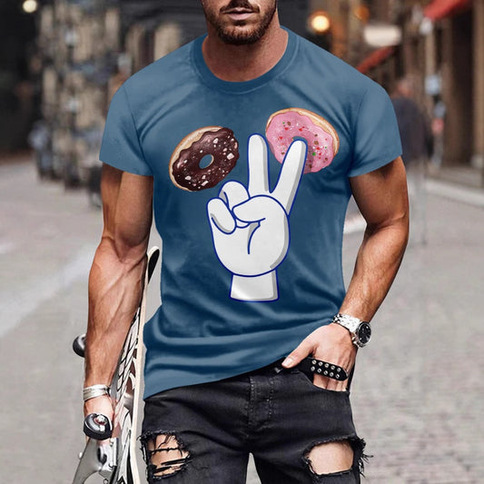 Men's Casual Round-Neck Sport T-Shirt Short-Sleeve Top