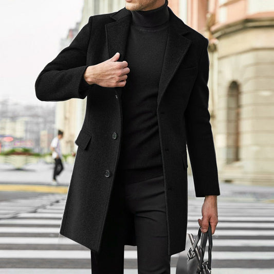 Men's Overcoat Thickened Single-Breasted Wool Coat