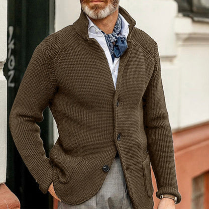 Men's Slim-Fit Stand Collar Knit Cardigan
