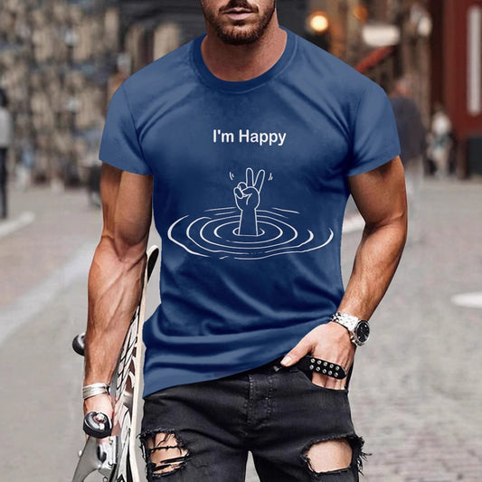 Men's Casual Round-Neck Sport T-Shirt Short-Sleeve Top
