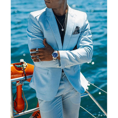 Checkered Digital Print TwoPiece OneButton Men's Suit Set