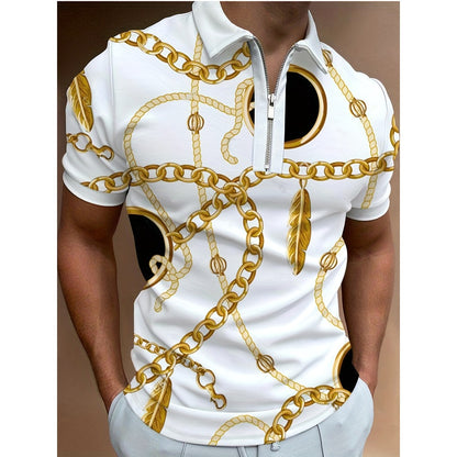 3D Print Fashion Short Sleeve Polo Shirt