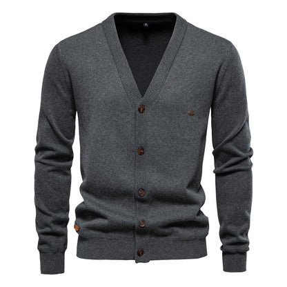 2025New Fall & Winter Men’s Cardigan Sweater - High-Quality Business Casual Solid Color Knitwear