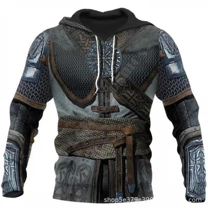 Trendy 3D Viking Warrior Print Men's Hoodie