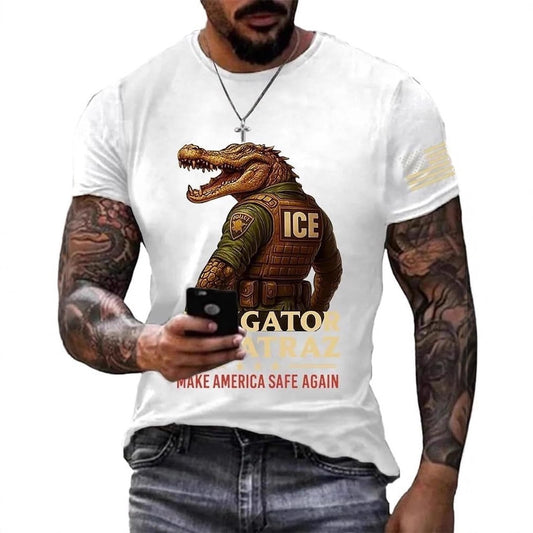 Summer Men's Loose Casual Round-Neck Printed T-Shirt