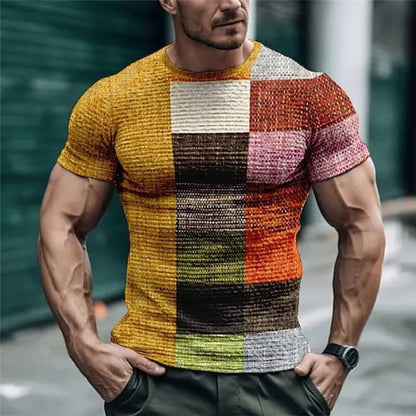 Summer Men's Round-Neck Printed Sportswear Casual Top