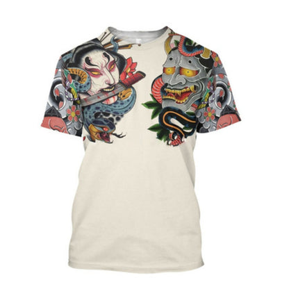 2023 Summer Men's Digital Print Youth Letter Graphic Casual Tee