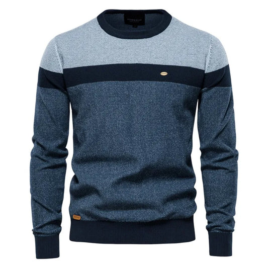 2025 Fall & Winter Men’s Striped Colorblock Knit Sweater - Trendy Crew Neck Long Sleeve Pullover