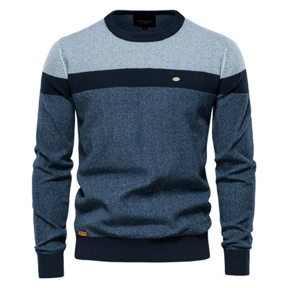 2025 Fall & Winter Men’s Striped Colorblock Knit Sweater - Trendy Crew Neck Long Sleeve Pullover