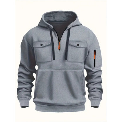 New Men's Winter  Fashion V-Neck Zip-Up Pullover