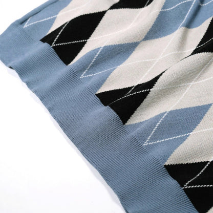 New Season Plaid Patchwork Loose Fit Long-Sleeve Pullover for Men