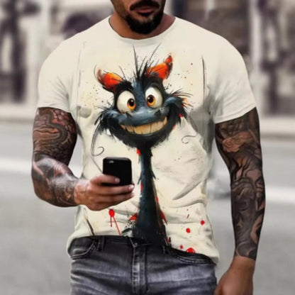 Streetwear 3D Digital Print Animal Graphic Men's Round-Neck Tee