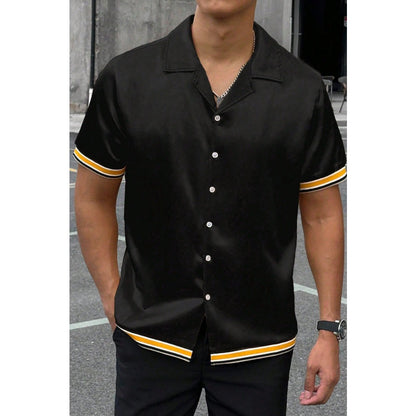 Satin Short Sleeve Men's Shirt Workwear Webbing Top Non-Iron Wrinkle-Resistant Business Casual