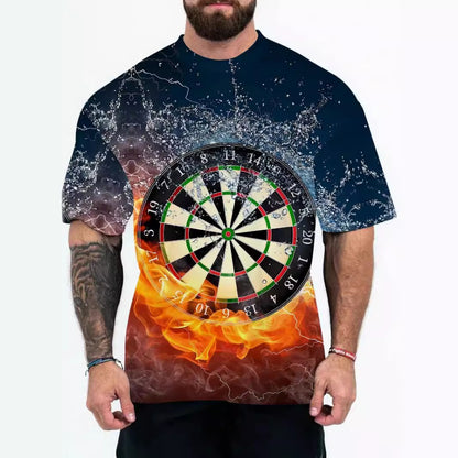 Street Style Men's Sportswear 3D Digital Print Loose Short-Sleeve Tee