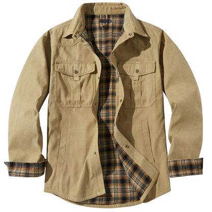 US-Size Men's Oversized Plaid Flannel Retro Western Jacket