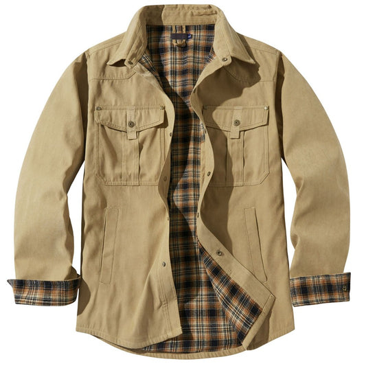 US-Size Men's Oversized Plaid Flannel Retro Western Jacket