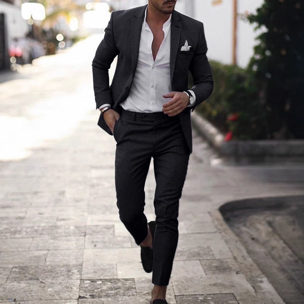 Casual suit digital print two-button suit jacket and pants two-piece suit