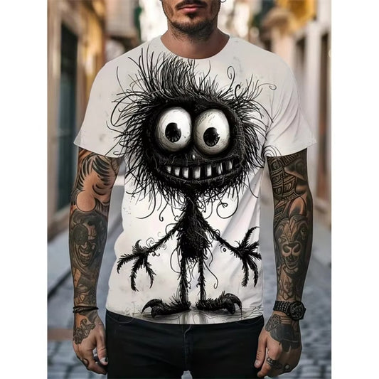 3D Animal Print Men's Street Hip-Hop Loose Round-Neck Summer Tee