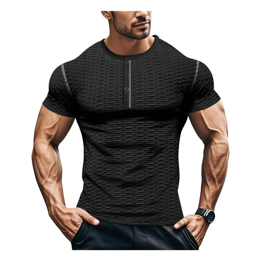 Fitness Muscle Fit Breathable Henley Men's Sportswear Tee