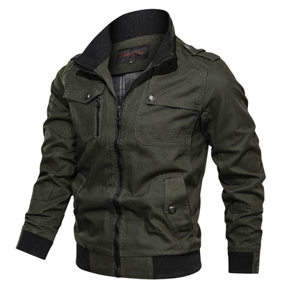 Casual Solid Color Stand Collar Jacket
