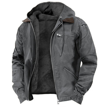 New Men's Retro Hooded Zip-Up Trendy Casual Jacket