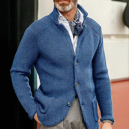 New Men's Solid Color Knit Long-Sleeve Casual Jacket