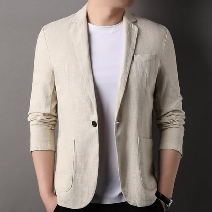 New Spring SingleBreasted Suit Jacket  Men's Casual Solid Color Blazer for Business & Leisure