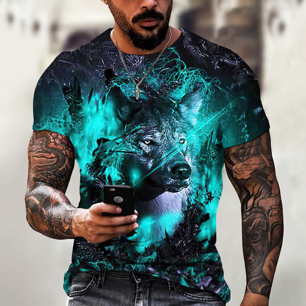 Summer Cool Lion Digital Print Men's Sportswear Breathable Tee