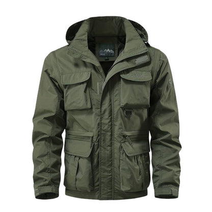 Euro-Size Men's Multi-Pocket Workwear Hooded Casual Jacket