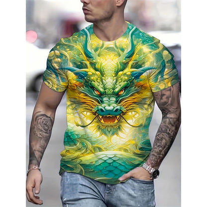 Harajuku Men's Hip-Hop Streetwear 3D Eagle Print Loose Tee
