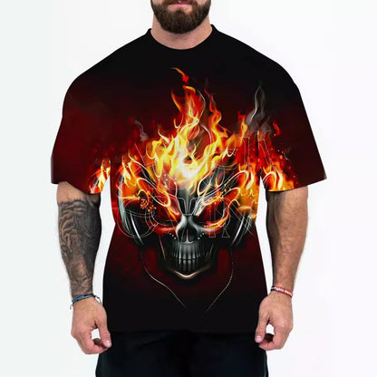 Street Style Men's Sportswear 3D Digital Print Loose Short-Sleeve Tee
