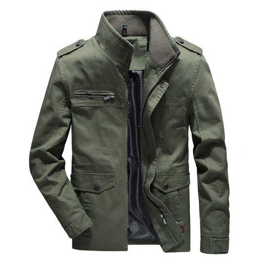 Men's Stand Collar Oversized Washed Workwear Jacket