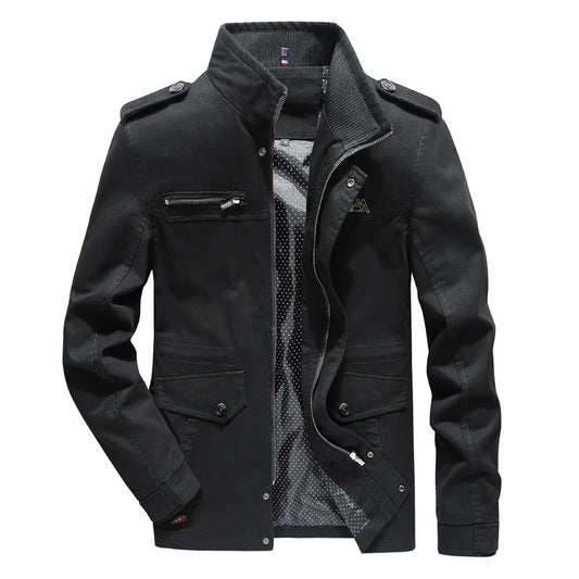 Men's Stand Collar Oversized Washed Workwear Jacket