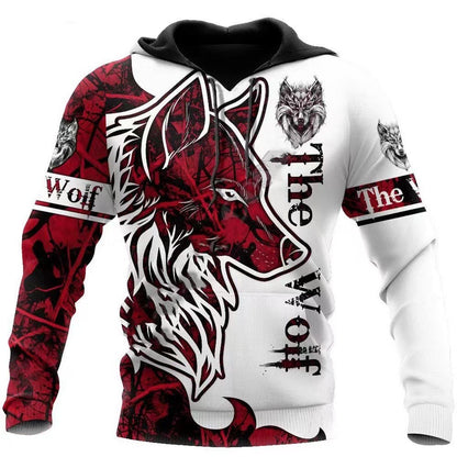 New 3D Animal Print Hooded Sweatshirt Men's Casual Two-Piece Set