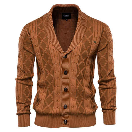 2025 Men’s V-Neck Cardigan Sweater - Trendy Thick Knit Pullover, Long Sleeve Cardigan Jacket for Men