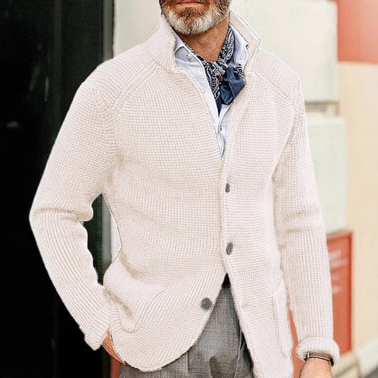 New Men's Solid Color Knit Long-Sleeve Casual Jacket
