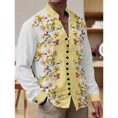New Men's Floral Print Button-Up Shirt - Formal & Casual