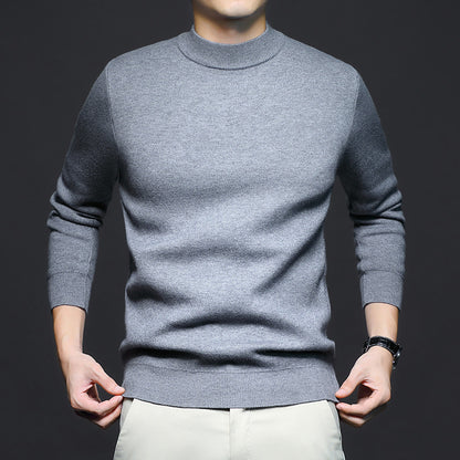New Season Men's Sweater Solid Color Anti-Pilling Fine Wool Knit Long-Sleeve Mock Neck Top