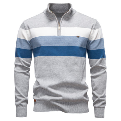 New Men's Open-Chest Stand Collar Sweater Pullover Knitted Sweater