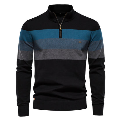 New Men's Open-Chest Stand Collar Sweater Pullover Knitted Sweater