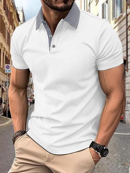 Spring Summer New Men's Wear Men's Polo Shirt Print Short Sleeve Button Turn-Down Collar T-Shirt Casual Top