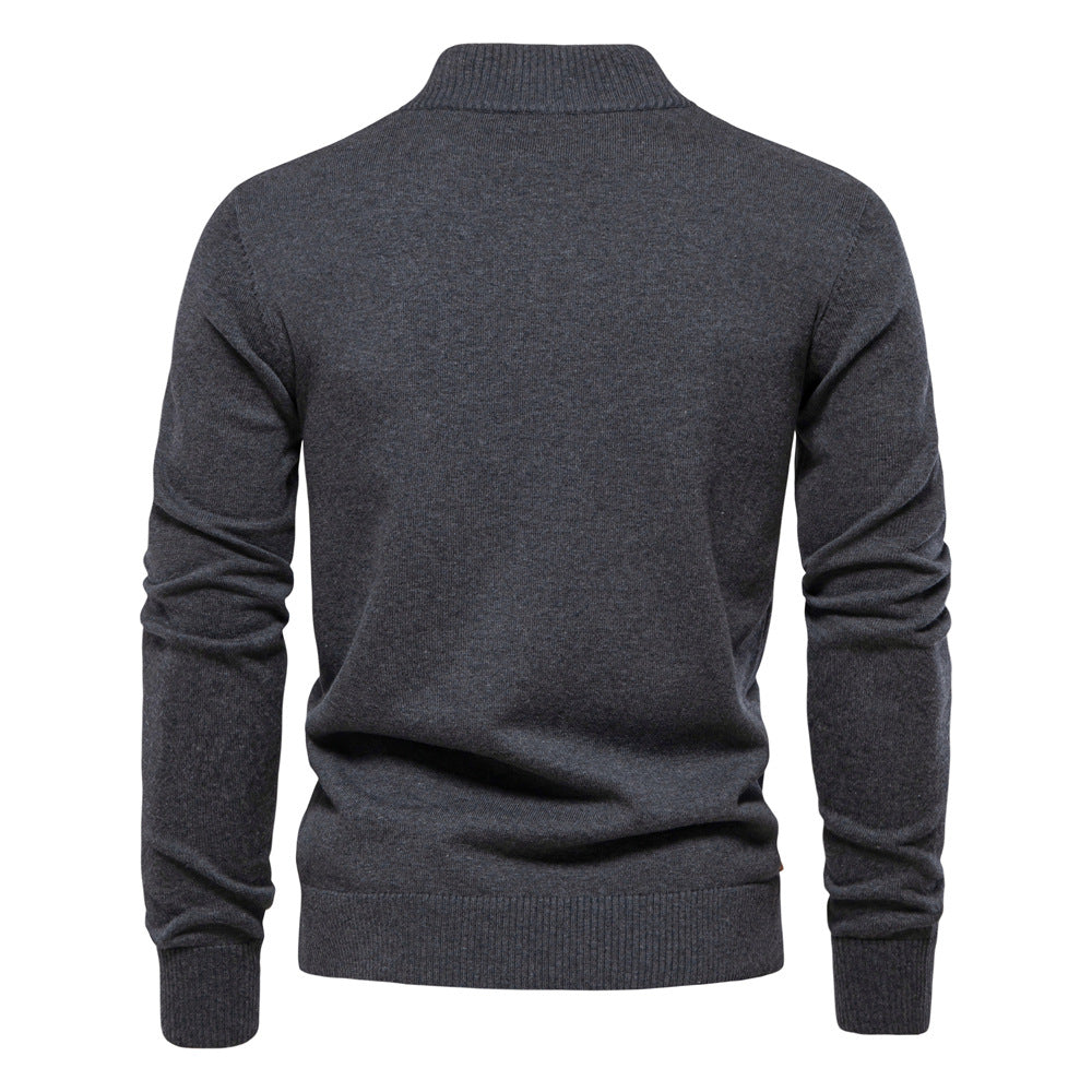 2025 Fall & Winter Men’s Solid Color Cardigan - High-Quality Knit Sweater for Business & Casual Wear