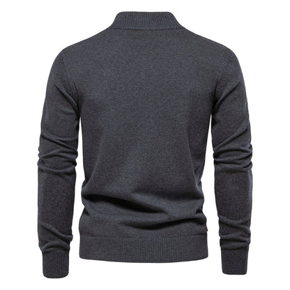 2025 Fall & Winter Men’s Solid Color Cardigan - High-Quality Knit Sweater for Business & Casual Wear