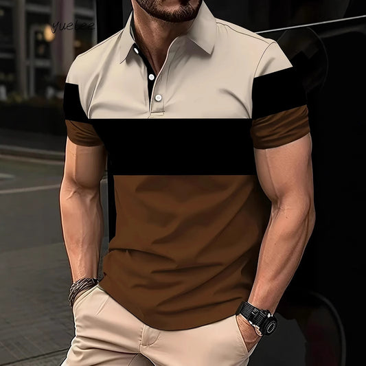 Summer 3D Polo Shirt Button Digital Print Men's Sport Polo Shirt