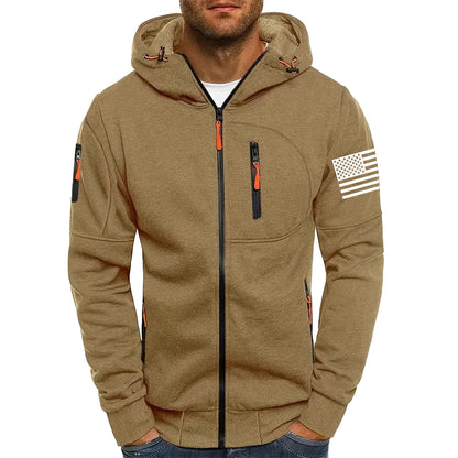 Men's Fitness Zip-Up Hoodie Sporty Casual Pullover