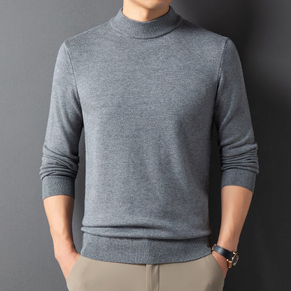 Semi-Turtleneck Thickened Knit Sweater for Winter – Warm Solid Color Men's Pullover Wool Sweater