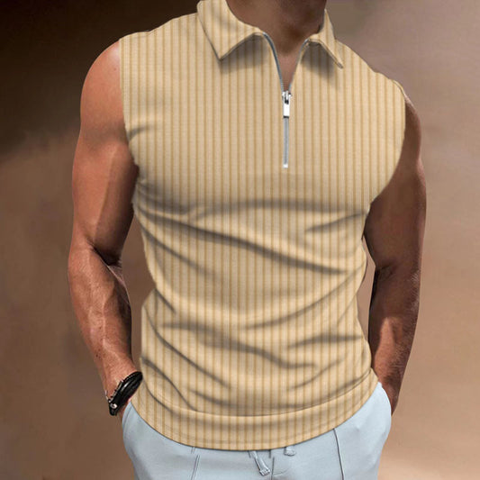 Exclusive For Ins Summer Men's Sleeveless Color-Block Polo Shirt Top