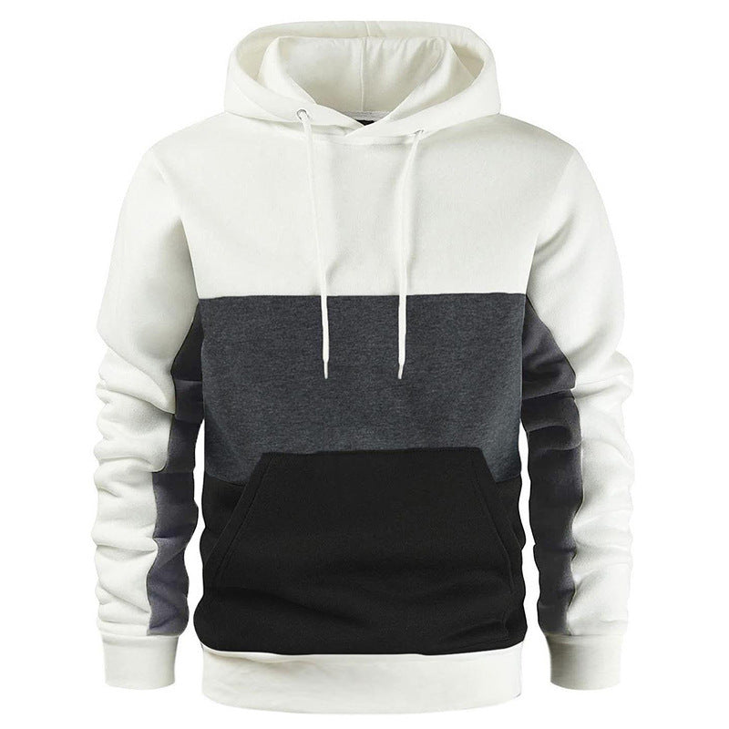 New Men's Color-Block Hoodie Trendy Zip-Up Streetwear